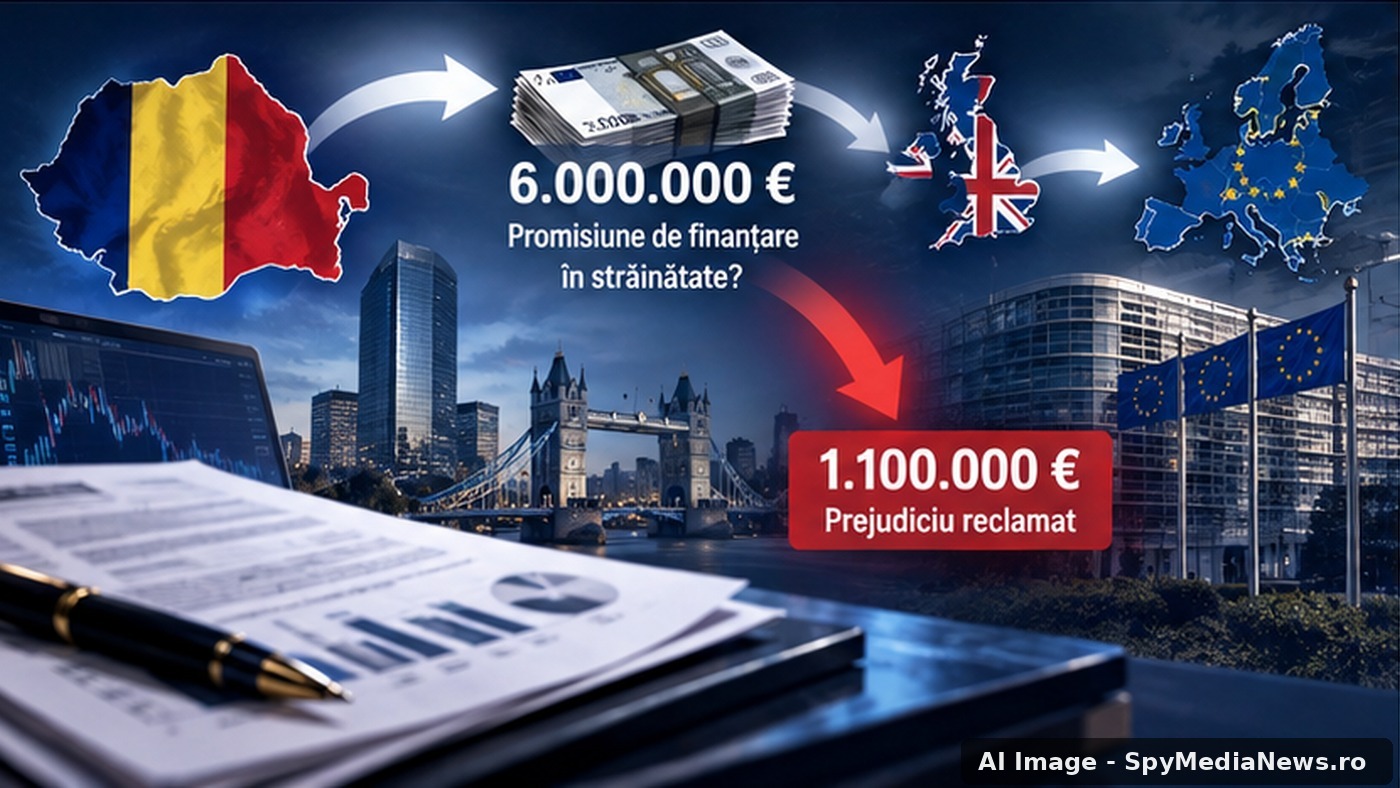 Ilustrație AI despre trasee financiare internaționale și sumele menționate în anchetă